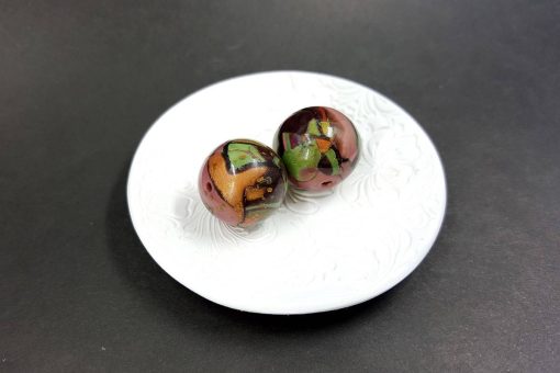 2 Beads from Polymer Clay in Mokume Gane Technique #7588