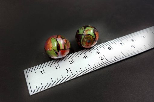 2 Beads from Polymer Clay in Mokume Gane Technique #7591