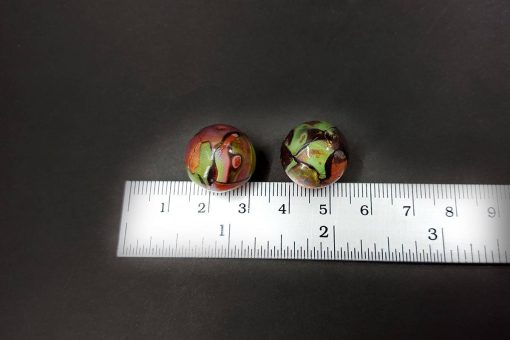 2 Beads from Polymer Clay in Mokume Gane Technique #7592
