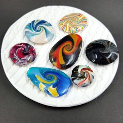 7 pcs Abstract Twisted Beads from Polymer Clay #7626