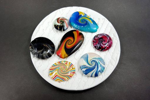 7 pcs Abstract Twisted Beads from Polymer Clay #7627