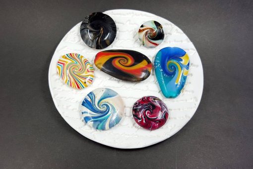 7 pcs Abstract Twisted Beads from Polymer Clay #7628