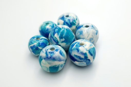 Set of 7 Faux Larimar beads from polymer clay #6905