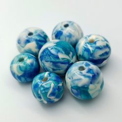 Set of 7 Faux Larimar beads from polymer clay #6906