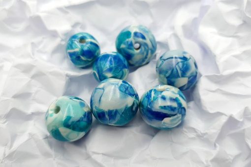 Set of 7 Faux Larimar beads from polymer clay #6907