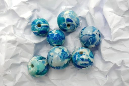 Set of 7 Faux Larimar beads from polymer clay #6908