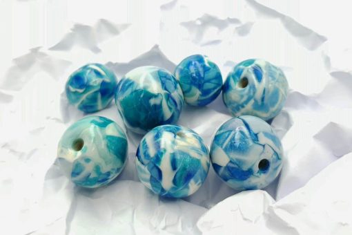 Set of 7 Faux Larimar beads from polymer clay #6909