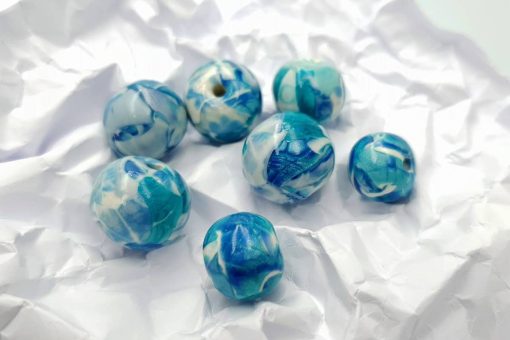 Set of 7 Faux Larimar beads from polymer clay #6910