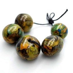 Set of 5 Faux Labradorite beads from polymer clay #6913