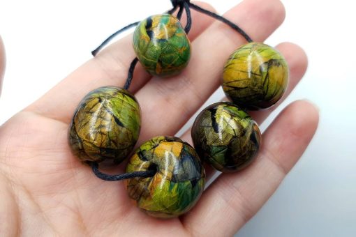 Set of 5 Faux Labradorite beads from polymer clay #6914