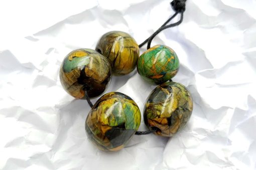 Set of 5 Faux Labradorite beads from polymer clay #6916