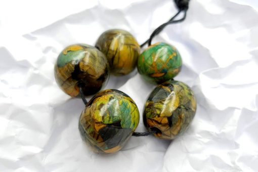 Set of 5 Faux Labradorite beads from polymer clay #6917