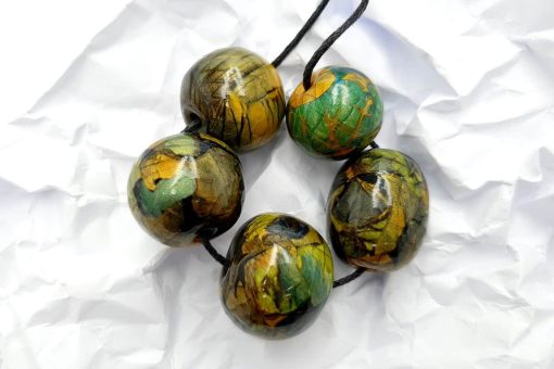 Set of 5 Faux Labradorite beads from polymer clay #6918