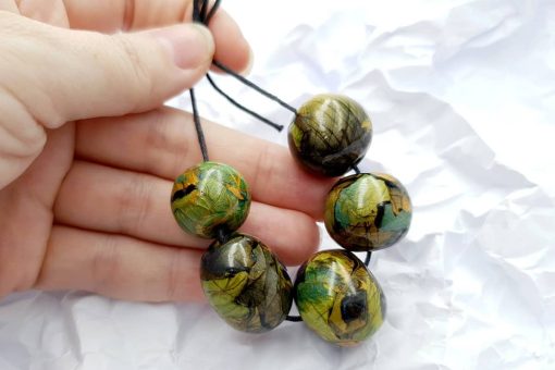 Set of 5 Faux Labradorite beads from polymer clay #6919