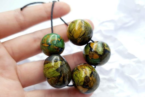 Set of 5 Faux Labradorite beads from polymer clay #6920