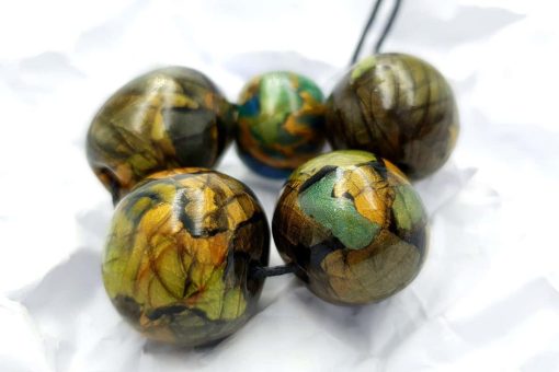 Set of 5 Faux Labradorite beads from polymer clay #6921
