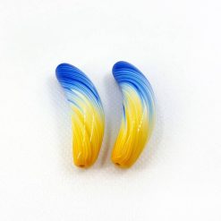 Curved 2 Beads in Millefiori Technique #6957