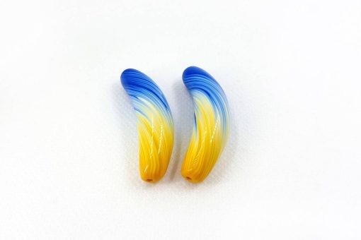 Curved 2 Beads in Millefiori Technique #6957