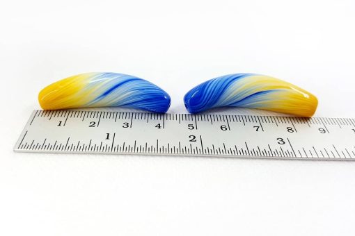 Curved 2 Beads in Millefiori Technique #6960