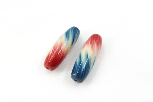 2 Stretched Beads by Millefiori Technique (Polymer Clay) #6965