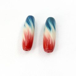 2 Stretched Beads by Millefiori Technique (Polymer Clay) #6966