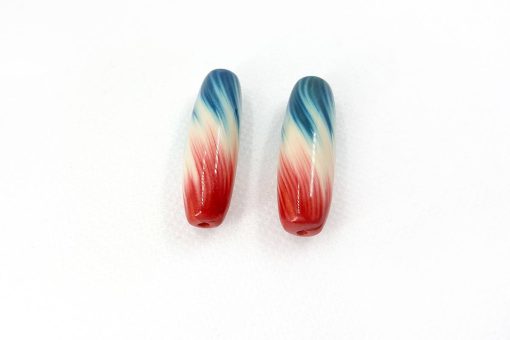 2 Stretched Beads by Millefiori Technique (Polymer Clay) #6966