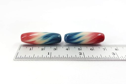 2 Stretched Beads by Millefiori Technique (Polymer Clay) #6967
