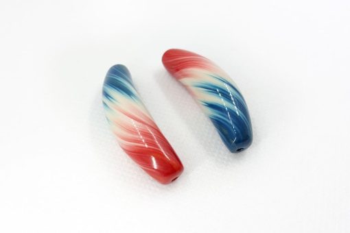 2 pcs curved beads by Millefiori technique #6970
