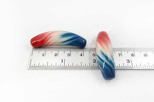 2 pcs curved beads by Millefiori technique #6971