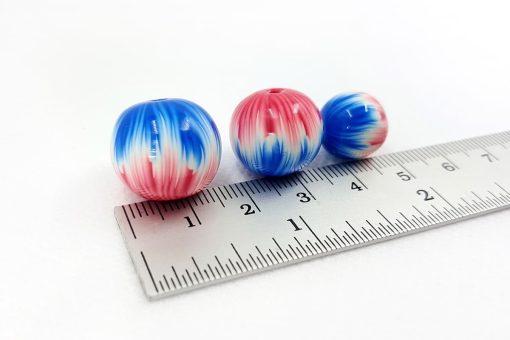 3 Round Beads by Millefiori Technique, Polymer Clay #7006