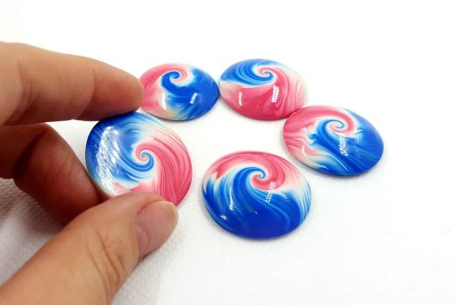 5 Cabochons Beads by Millefiori Technique #7012