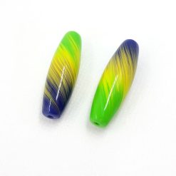2 Long Colorful Beads by Millefiori Technique #7029