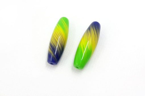 2 Long Colorful Beads by Millefiori Technique #7029
