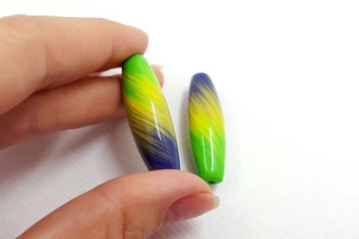 2 Long Colorful Beads by Millefiori Technique #7030