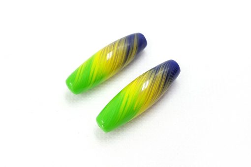 2 Long Colorful Beads by Millefiori Technique #7031