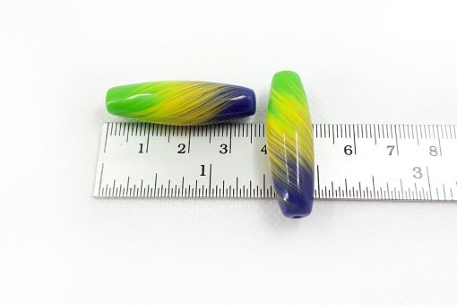 2 Long Colorful Beads by Millefiori Technique #7033