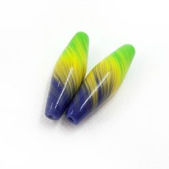 2 Long Colorful Beads in Millefiori Technique #7035