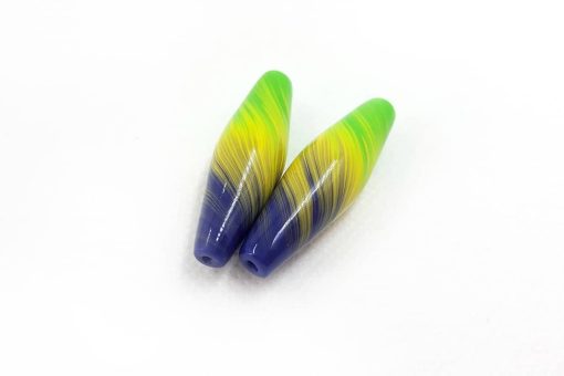 2 Long Colorful Beads in Millefiori Technique #7035