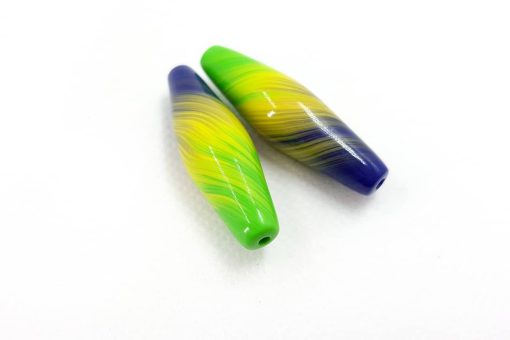 2 Long Colorful Beads in Millefiori Technique #7036