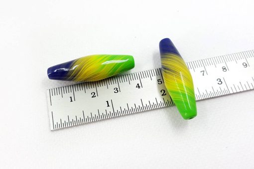 2 Long Colorful Beads in Millefiori Technique #7039