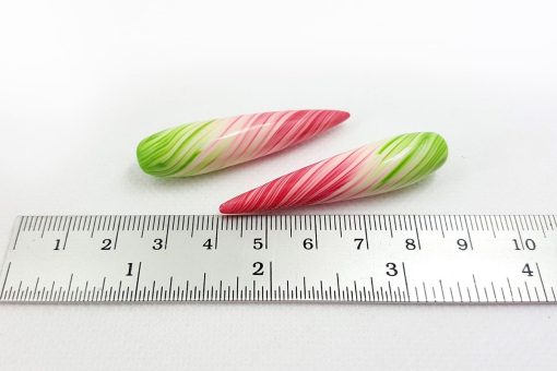 2 Long Spring Beads by Millefiori Technique #7051