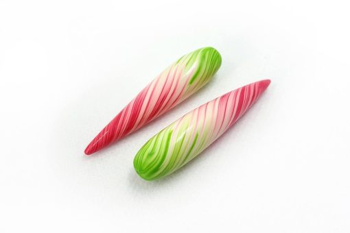 2 Long Spring Beads by Millefiori Technique #7053