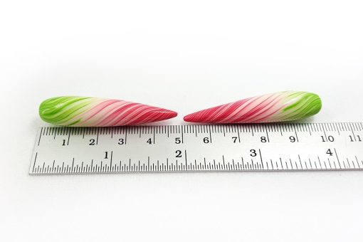 2 Long Spring Beads by Millefiori Technique #7054