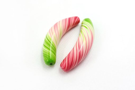 Long Curved Spring Beads by Millefiori Technique #7059