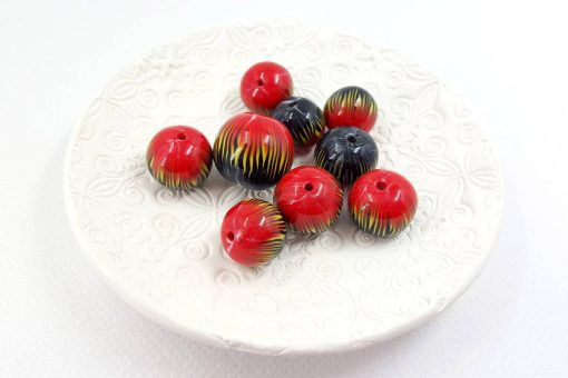 Round Beads «The Lava» by Millefiori Technique #7068