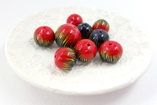 Round Beads «The Lava» by Millefiori Technique #7069