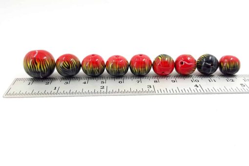 Round Beads «The Lava» by Millefiori Technique #7070