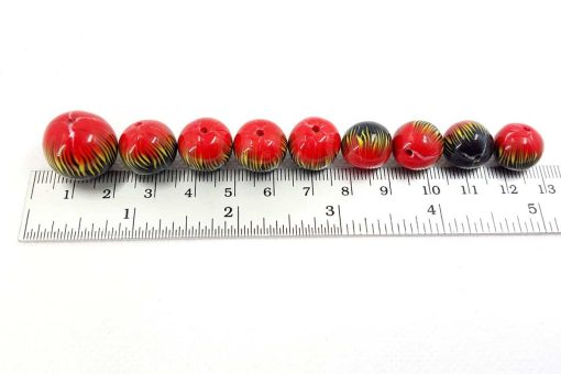 Round Beads «The Lava» by Millefiori Technique #7071