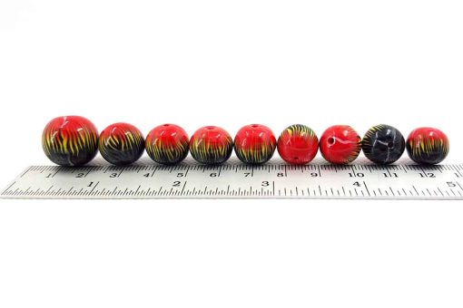 Round Beads «The Lava» by Millefiori Technique #7073