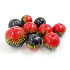 Round Beads «The Lava» by Millefiori Technique #7075
